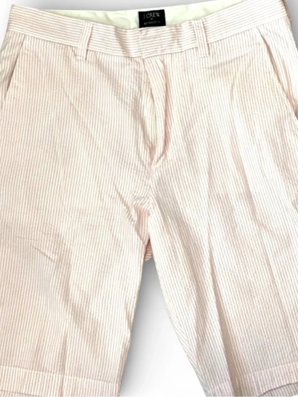J.Crew Rivington Men’s 29 Seersucker Shorts Pink White Stripe 100% Cotton